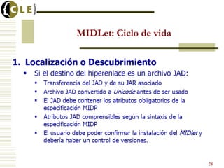 MIDLet: Ciclo de vida
28
 