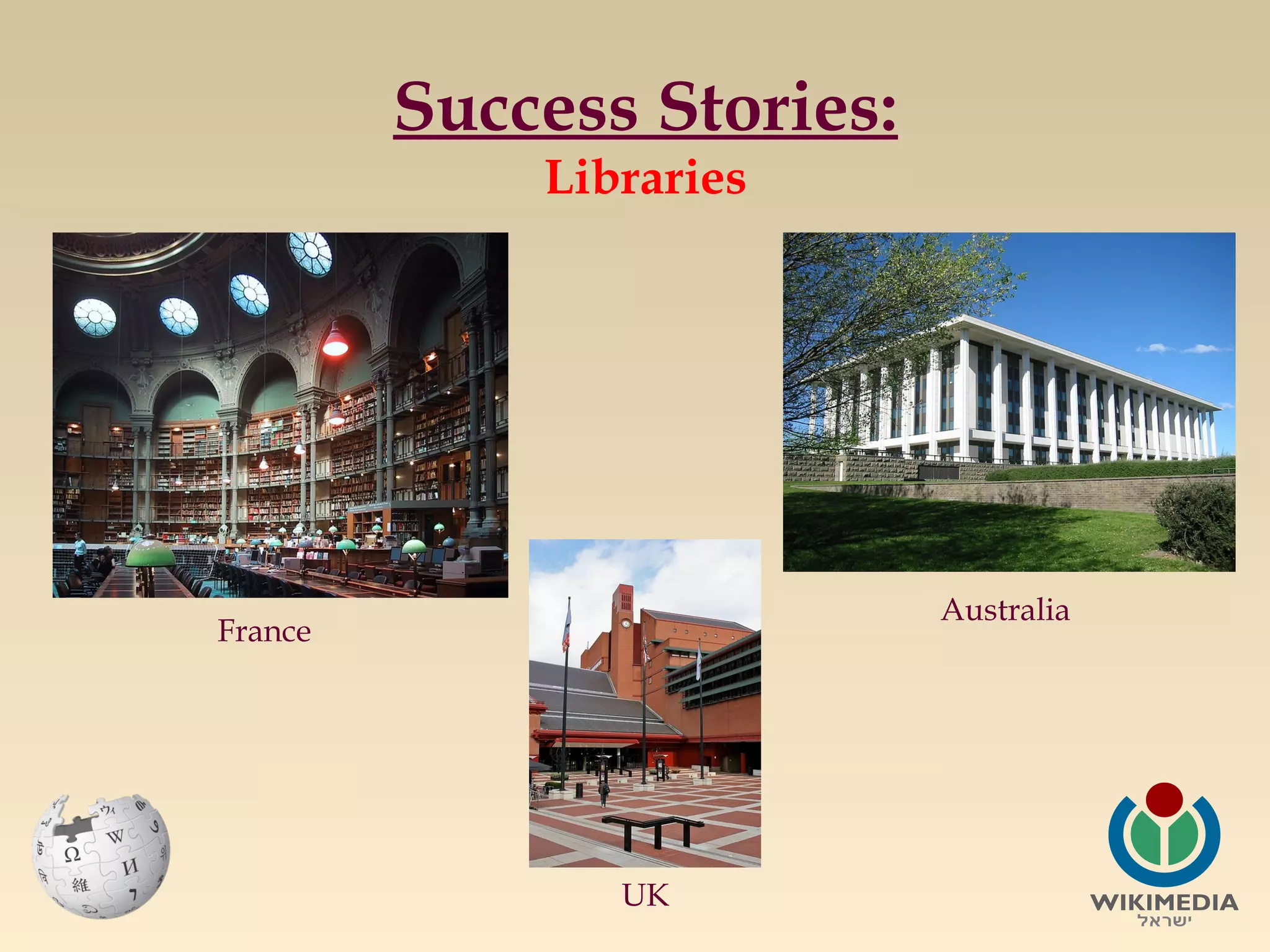 Success Stories:
Libraries

Australia

France

UK

 