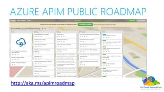 AZURE APIM PUBLIC ROADMAP
http://aka.ms/apimroadmap
 