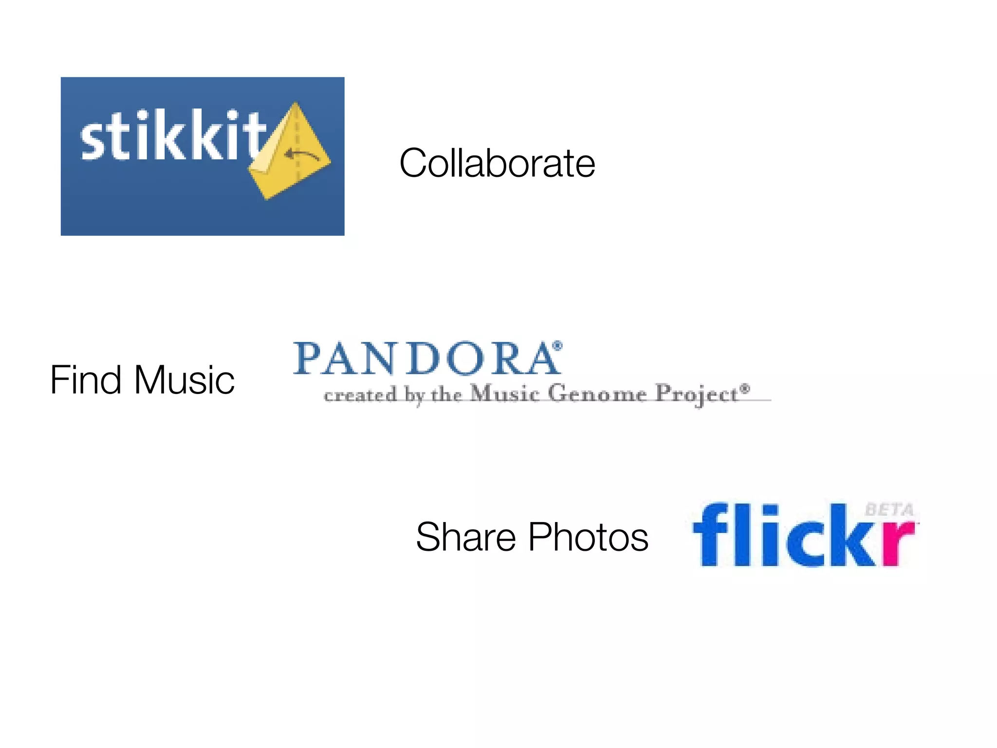 Collaborate Find Music Share Photos 