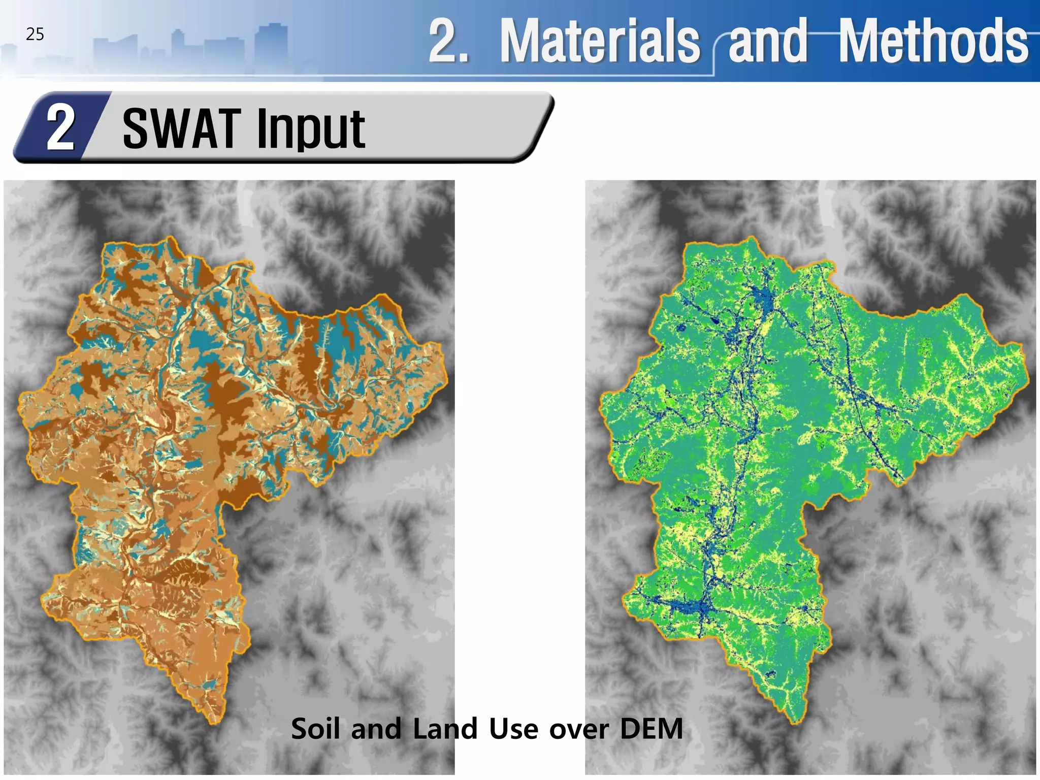 25
2. Materials and Methods
SWAT Input2
Soil and Land Use over DEM
 