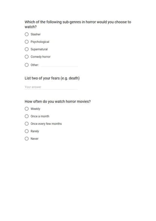 Horror Questionnaire