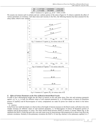 EFFECTS OF STENOSIS ON POWER LAW FLUID FLOW OF BLOOD IN BLOOD VESSELS | PDF