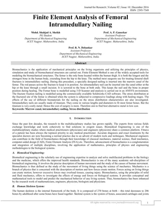 FINITE ELEMENT ANALYSIS OF FEMORAL INTRAMEDULLARY NAILING | PDF