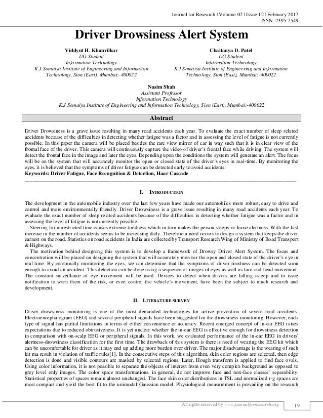 DRIVER DROWSINESS ALERT SYSTEM