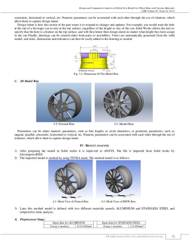 DESIGN AND COMPARATIVE ANALYSIS OF OLD & NEW MODEL CAR WHEEL RIMS WIT…
