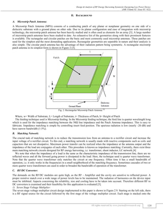 DESIGN & ANALYSIS OF RF ENERGY HARVESTING SYSTEM FOR CHARGING LOW POWER ...