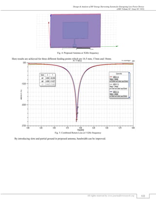 DESIGN & ANALYSIS OF RF ENERGY HARVESTING SYSTEM FOR CHARGING LOW POWER ...