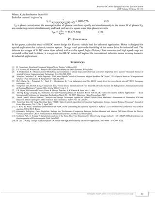 BRUSHLESS DC MOTOR DESIGN FOR ELECTRIC TRACTION SYSTEM. | PDF