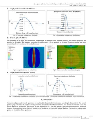 INVESTIGATION OF RESIDUAL STRESSES IN WELDING AND ITS EFFECT ON ...