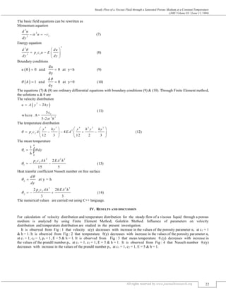 STEADY FLOW OF A VISCOUS FLUID THROUGH A SATURATED POROUS MEDIUM AT A ...