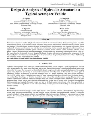 Design and Analysis of Hydraulic Actuator in a Typical Aerospace ...