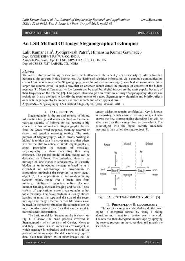 An LSB Method Of Image Steganographic Techniques | PDF