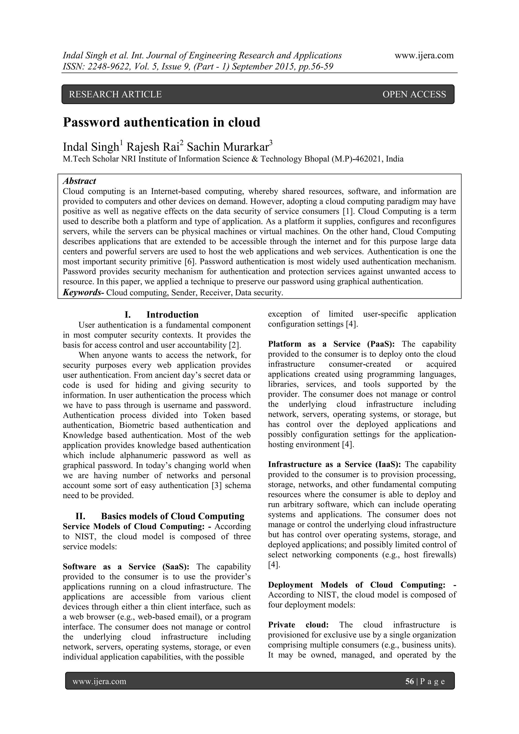 Password authentication in cloud | PDF | Cloud Computing | Internet