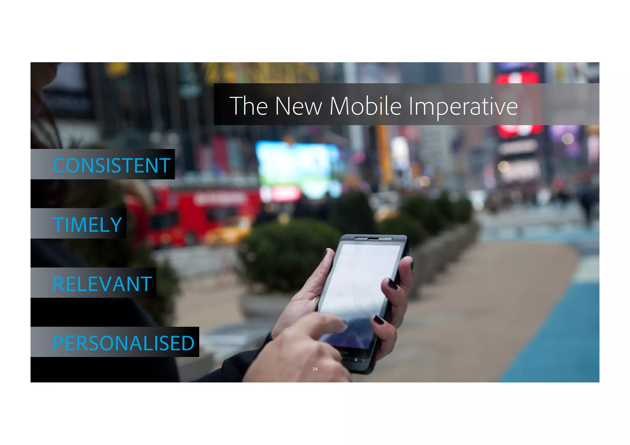 The New Mobile Imperative
34
CONSISTENT
RELEVANT
TIMELY
PERSONALISED
 