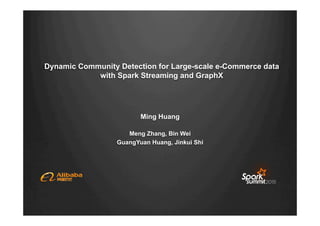 Dynamic Community Detection for Large-scale e-Commerce data
with Spark Streaming and GraphX
Ming Huang
Meng Zhang, Bin Wei
GuangYuan Huang, Jinkui Shi
 