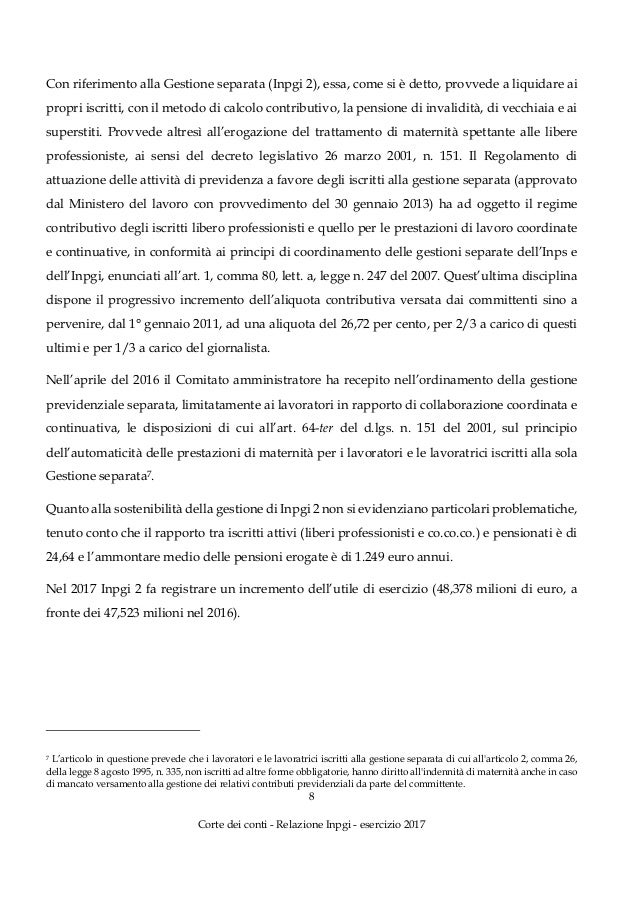 Relazione Corte dei Conti su inpgi