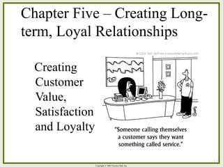 Chapter Five – Creating Long-
term, Loyal Relationships

  Creating
  Customer
  Value,
  Satisfaction
  and Loyalty

                 Copyright © 2003 Prentice-Hall, Inc.
 