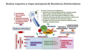 Realizar esquema o mapa conceptual de Resistencia Antimicrobiana
 