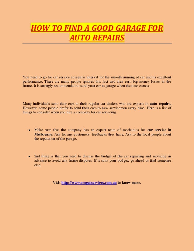 How To Find A Good Garage For Auto Repairs