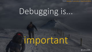 Debugging is...
Photo by Ewan Cross // cc by-nc-nd 2.0 // https://flic.kr/p/7MCt3m
important
@colinodell
 