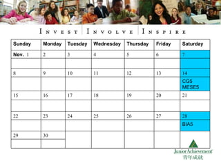 Sunday Monday Tuesday Wednesday Thursday Friday Saturday Nov.  1 2 3 4 5 6 7 8 9 10 11 12 13 14 　 　 　 　 　 　 CG5 MESE5 15 16 17 18 19 20 21 　 　 　 　 　 22 23 24 25 26 27 28 　 　 　 　 　 BIA5 29 30 　 　 　 　 　 