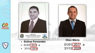  Esdras Fernandes
 01/01/ 2013 a
 31/12/ 2016
01/01/ 2017 a
31/12/ 2020
Oton Mário
 