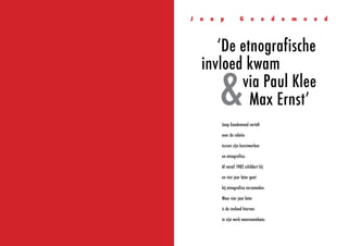 ‘De etnografische invloed kwam via Paul Klee & Max Ernst’, interview met Jaap Goedemoed