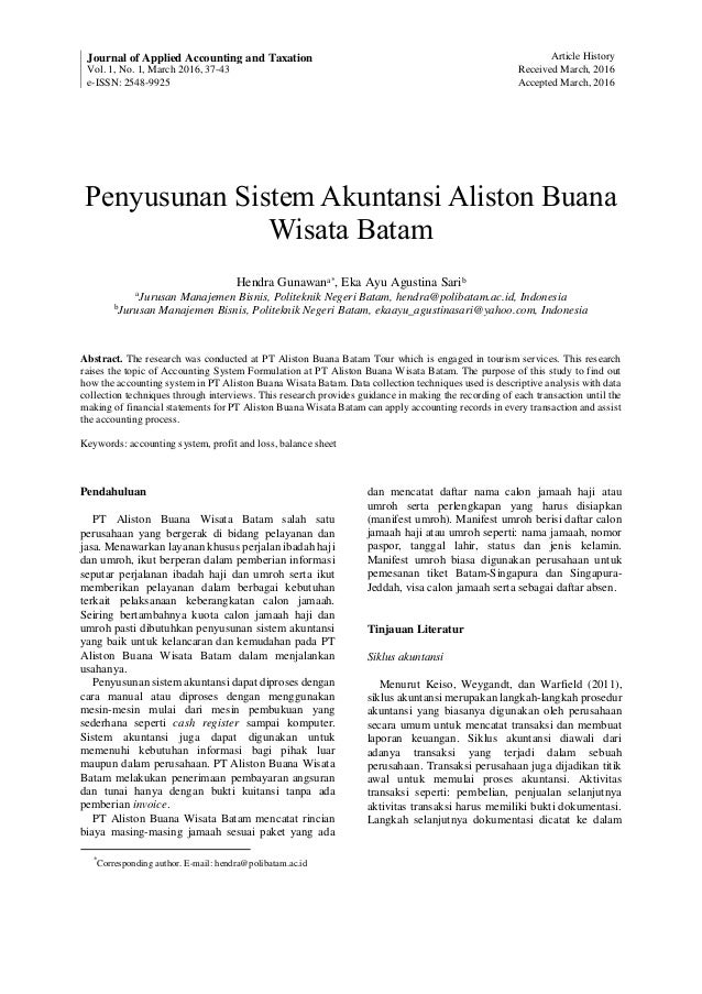 Penyusunan Sistem Akuntansi Aliston Buana Wisata Batam Penyusunan Sistem Akuntansi Aliston Buana Wisata Batam