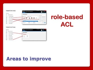 role-based
                   ACL




Areas to improve
 