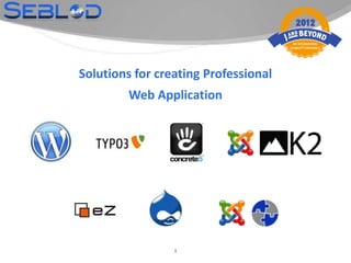 Solutions for creating Professional
         Web Application




                 1
 