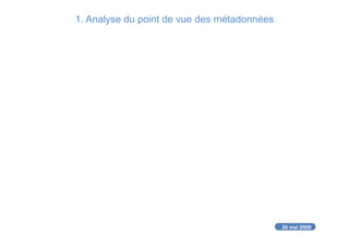 1. Analyse du point de vue des métadonnées
26 mai 2009
 
