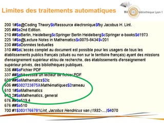 Limites des traitements automatiques
 