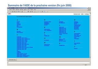 21 mai 2008
abes
agence bibliographique de l’enseignement supérieur
Sommaire de l’AIDE de la prochaine version (fin juin 2008)
 