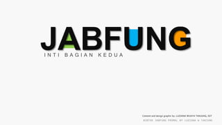 I N T I B A G I A N K E D U A
JABFUNG
BINTEK JABFUNG PROMAL BY LUZIANA W TANJUNG
Content and design graphic by: LUZIANA WIJAYA TANJUNG, SST
 