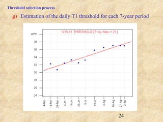 24
g) Estimation of the daily T1 threshold for each 7-year period
Threshold selection process
 