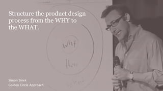 Structure the product design
process from the WHY to
the WHAT.
Simon Sinek
Golden Circle Approach
 