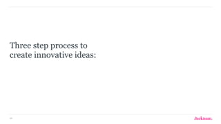 69
Three step process to  
create innovative ideas:
 