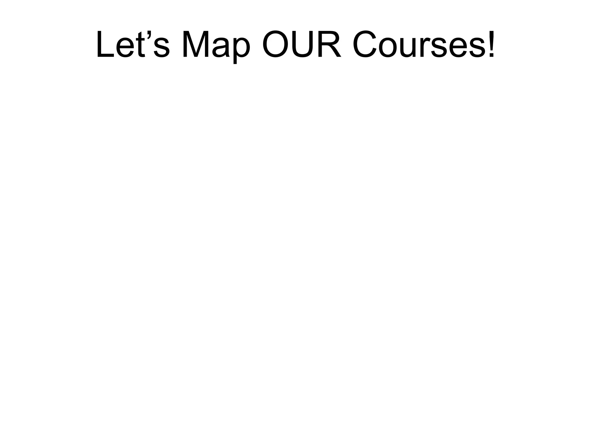 Let’s Map OUR Courses!
 