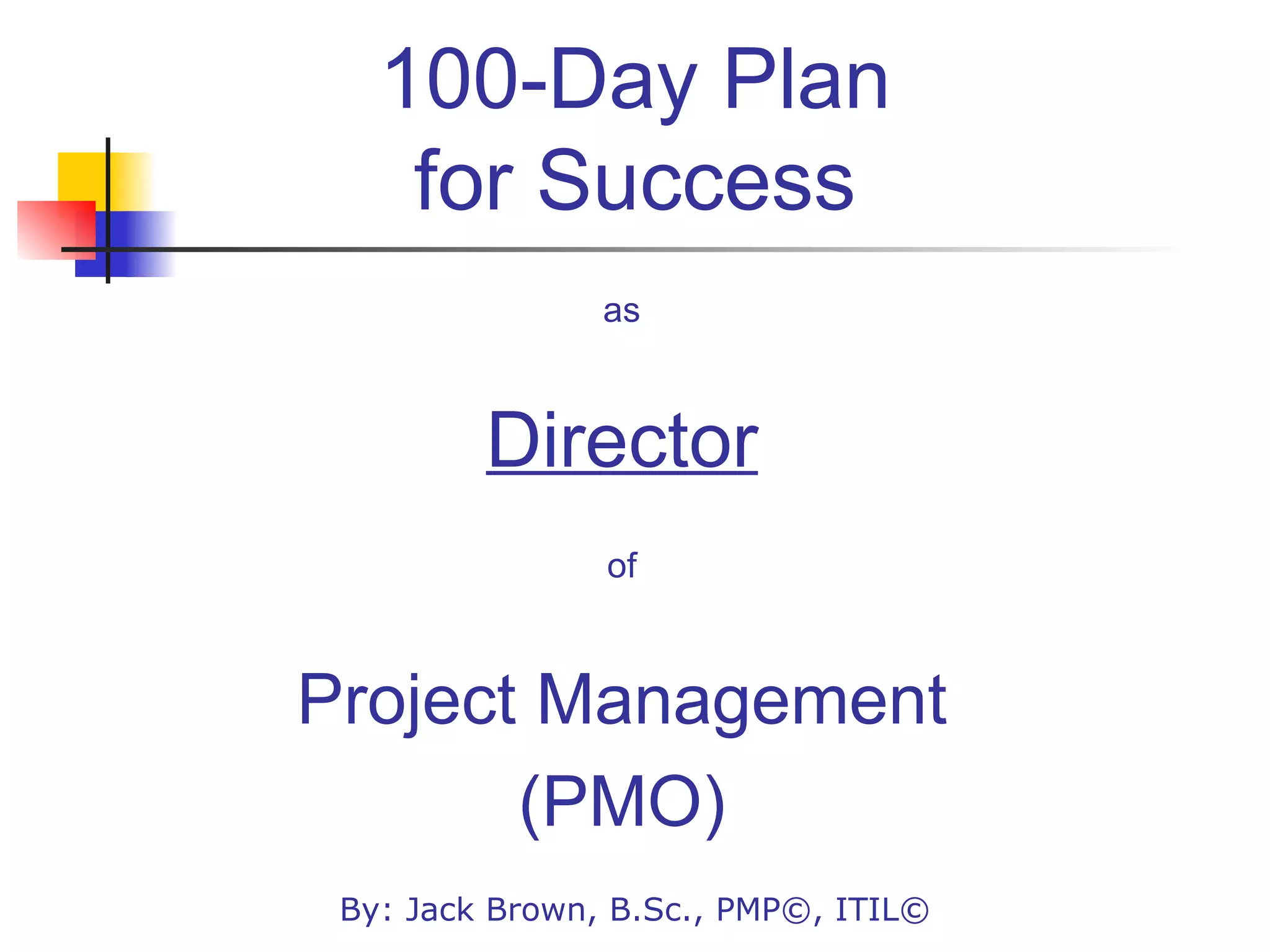 100 Day Plan for Directing a PMO | PPS