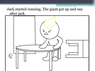 Jack started running. The giant got up and ran
 after jack.
 