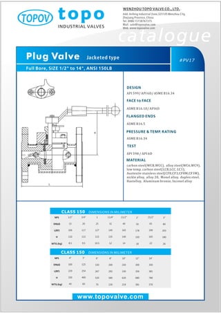 Jacket plug valve 150 lb topo valve catalogue