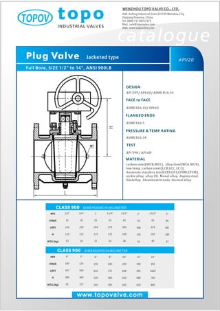Jacket plug valve 900 lb topo valve catalogue