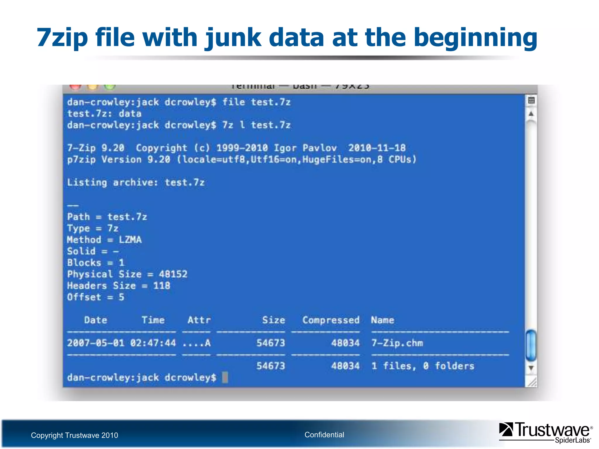 7zip file with junk data at the beginning