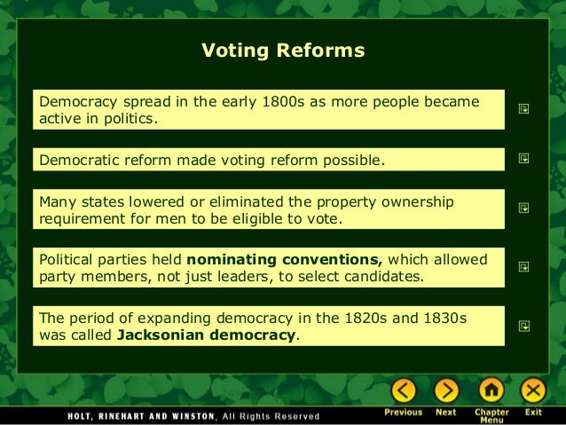jackson era reform charts jacksonian