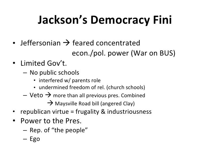 Jeffersonian Democracy Vs Jacksonian Democracy Chart