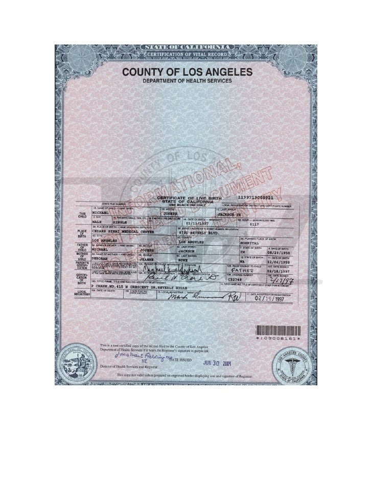 Jackson Kids birth certificates