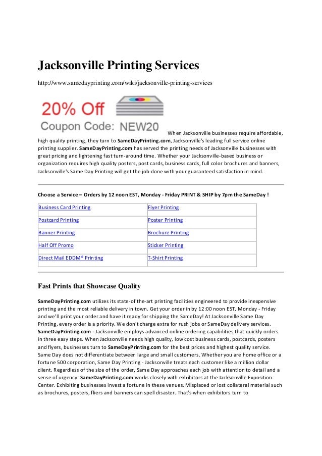 Jacksonville printing services