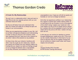 www.FreeEach.com	
  	
  	
  www.LinkageForLife.com	

	
  
Linkage For Life	

Thomas	
  Gordon	
  Credo	
  
20
 