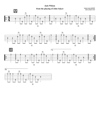 Jack Wilson
from the playing of John Salyer banjo tuned aDADE
tab by Adam Hurt

 0

2
0
Po
0
0 2
0
0
0
T
2
0
0
0
0
0
0
...